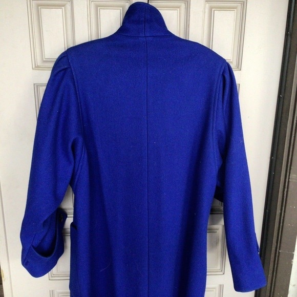 Vintage Royal Blue International Scene Wool Trench Coat Full Length Gorgeous - Picture 9 of 12